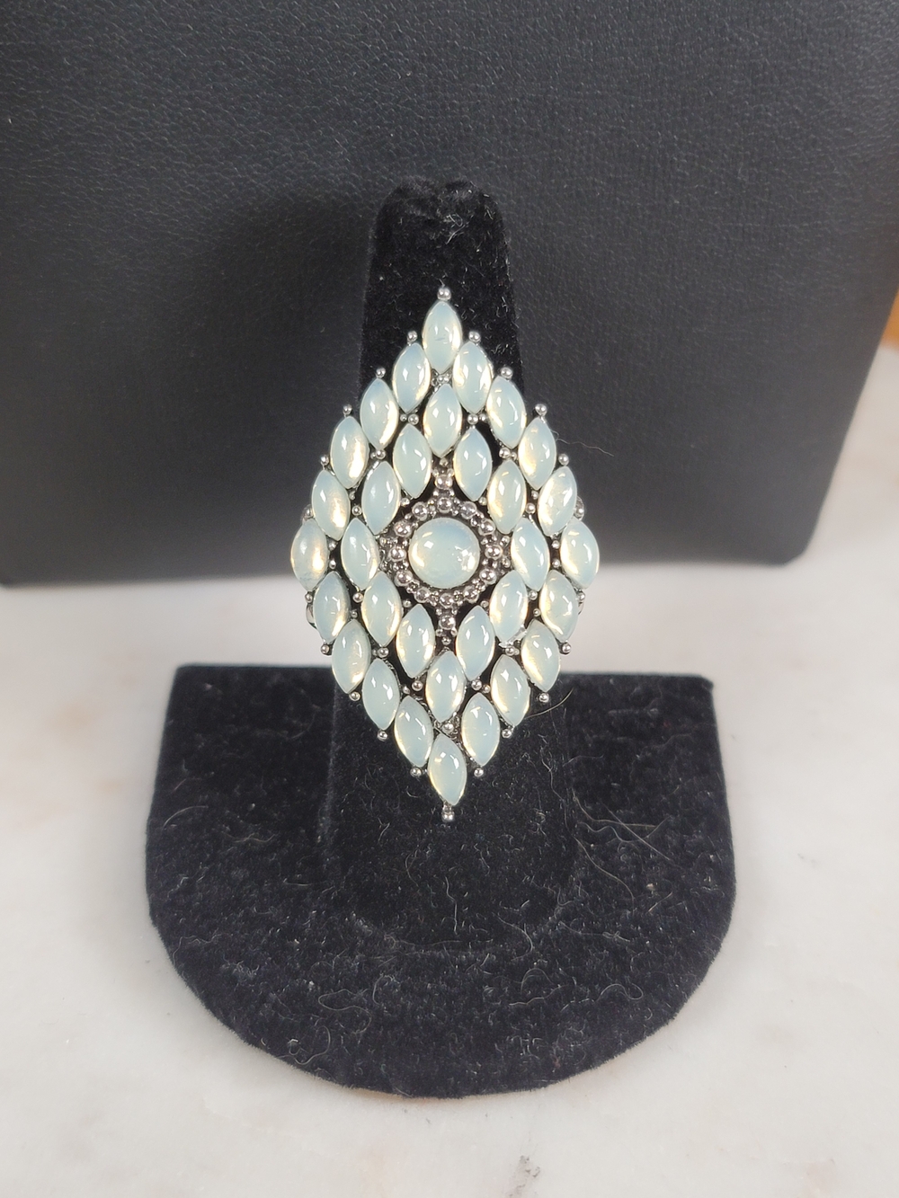 paparazzi Pale Blue Opalite Marquise Cluster Ring